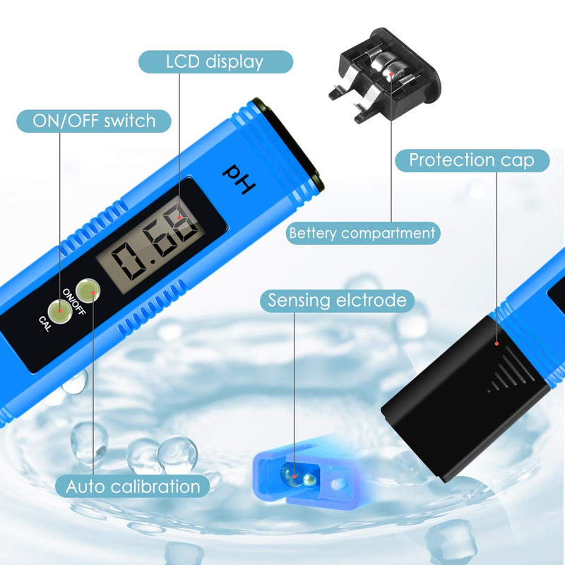 [Australia - AusPower] - PH Meter, 0.01 High Accuracy PH Pen PH Tester for Water Hydroponics Digital, Digital PH Meter Pocket Size with 0-14 PH Measurement Range, PH Tester for Water, Aquaculture, Lab and Pool 