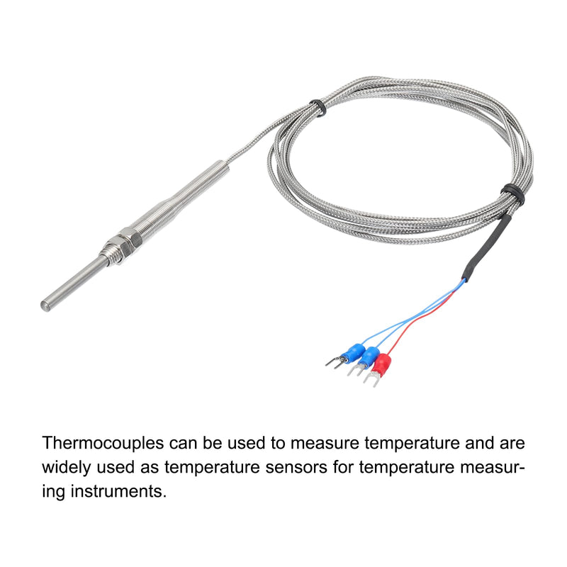 [Australia - AusPower] - MECCANIXITY PT100 RTD Thermocouple Stainless Steel M8 Temperature Sensor Probe -50 to 500C 6.6ft 5x50mm 