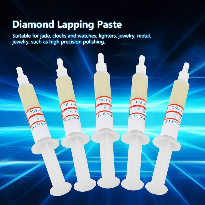 [Australia - AusPower] - Akozon Diamond Grinding Paste 5 Pieces/Set Diamond Lapping Paste Polishing Paste Diamond Grinding Lapping Compound Compound Syringes (W0.5#10000) 