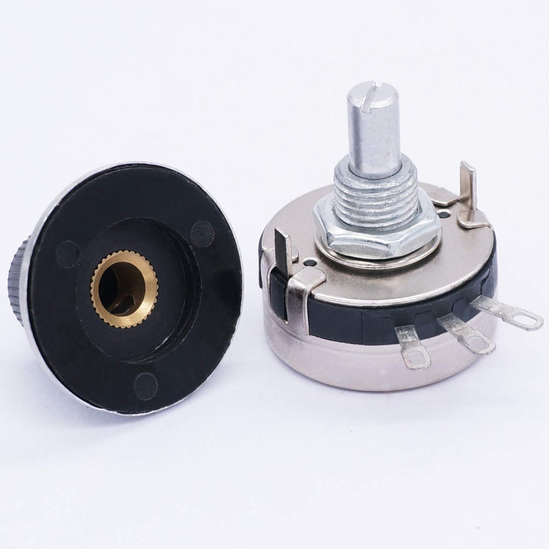 [Australia - AusPower] - TWTADE / 2pcs Single Turn Rotary Carbon Linear Variable Potentiometer + 2pcs Knob WTH118-2W 1K Ohm 