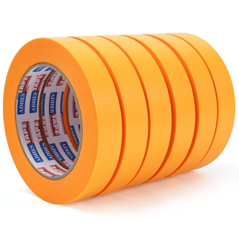 ADHES Orange Washi Masking Tape, 0.74in x 60yds x 6rolls, Paint & Surface Protection Tape, Easy Tear, No Residue Painters Tape for DIY, Home, Wall, Furniture, Craft Projects