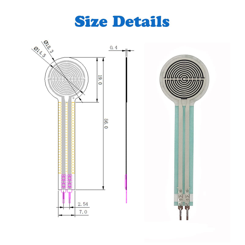 [Australia - AusPower] - Force Sensing Resistor, Pressure Sensor, 20G-6KG Force Sensor, High Precise Flexible Force Gauge for Home Industry (2 Pack) (RP-C18.3-LT) RP-C18.3-LT 