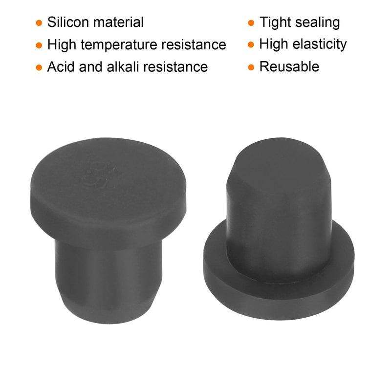 [Australia - AusPower] - uxcell High Temp Silicone Plug Mount Dia 6.5mm/0.25 inch T Shaped Solid Rubber Stopper Hole Plugs for Powder Coating Plating Waterproof Plugs Sealing Plugs Black Pack of 20(OD 9.5mm) 6.5x9.5mm 