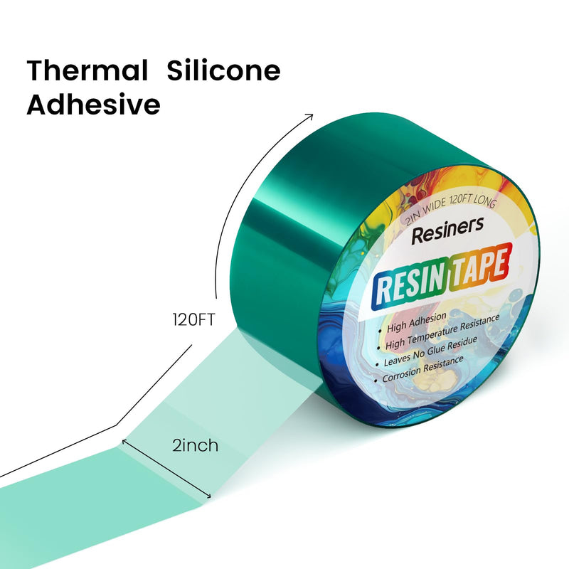 Resiners Resin Tape - 2IN W x 360FT L, High Temperature Resistance, Easy Peel-Off, Release Resin Tape for River Tables, Remove Residue