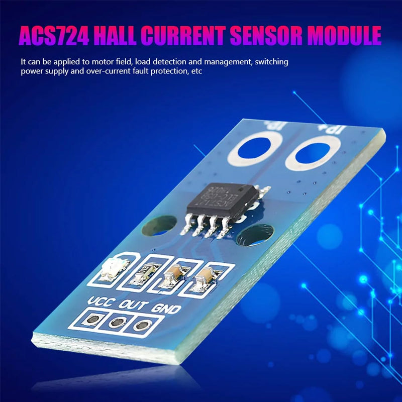[Australia - AusPower] - 2 pcs Hall Current Sensor Module ACS724 50A Range AC/DC Hall Efect Current Sensor with Dupont Cable for Current Measurement 