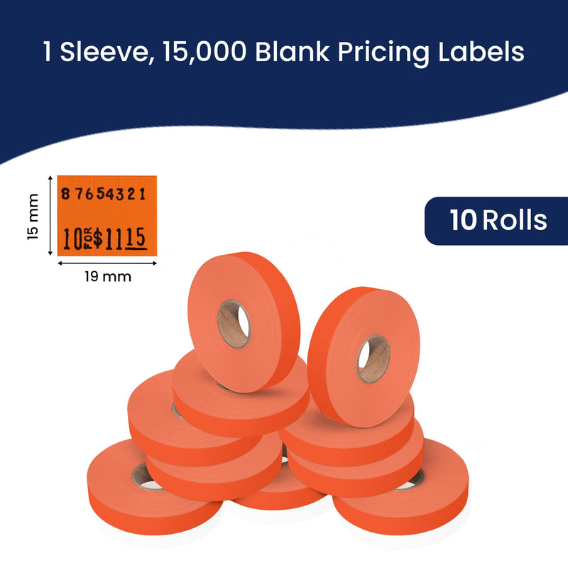 Pricing Labels for Monarch 1115 Red - 15,000 Labels w/ 10 Rolls Value Pack, 1 Sleeve - Made in USA Fluorescent Red