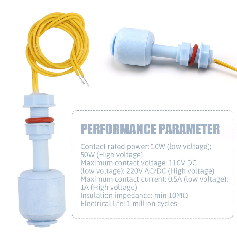 [Australia - AusPower] - Pack of 2 Liquid Float Switch Liquid Sensor Water Level Sensor PP Plastic Float Switch for Hydroponics Gardening Aquarium Pool Tank 10 W 52 mm Blue 