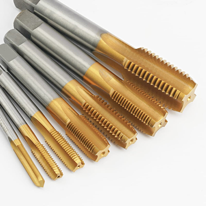 [Australia - AusPower] - Metric M8 X 1.25 HSS Ti-Coated Straight Flute Thread Tap, M8 X 1.25mm Titanium Coated Thread Machine Tap Right Hand 