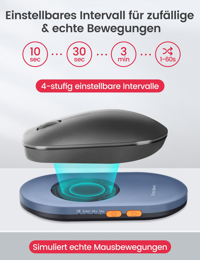 [Australia - AusPower] - Vaydeer Ultra Slim Mouse Mover with Adjustable Interval Timer, Undetectable & Noiseless Jiggler Simulates Realistic Movement, Driver-Free Shaker for Keeping the PC Active and Secure. Ultra-Slim Version 