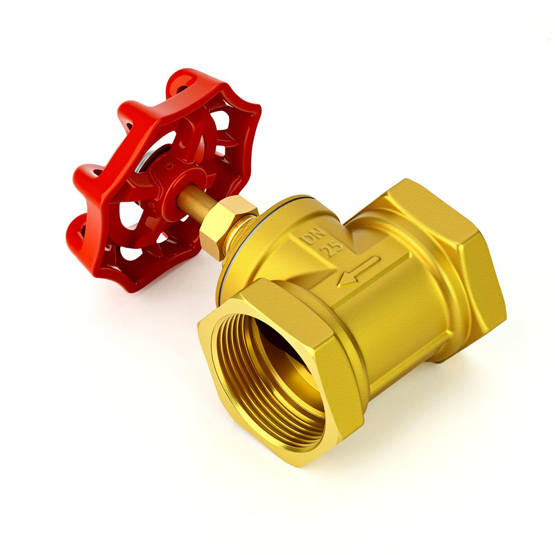 [Australia - AusPower] - 1" NPT Brass Gate Valve, Female x Female, with Wheel Handle, Heavy Duty Globe Valves Tool, for Fuel/Airl/Water/Gas/Oil (DN25) 1"(DN25) 
