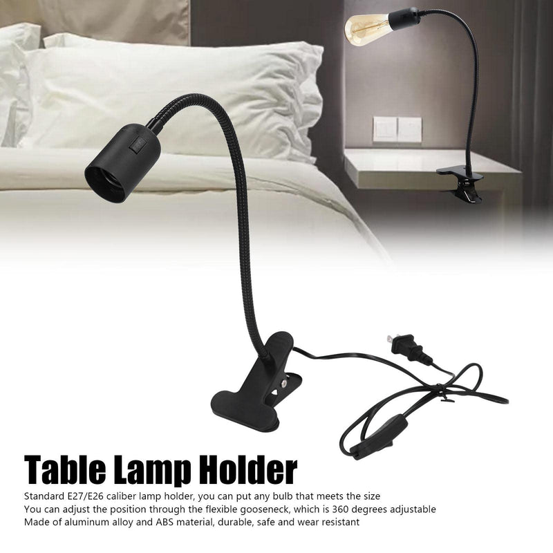 [Australia - AusPower] - Walfront E27 E26 Clip Desk Lamp Holder 360 ° Flexible Gooseneck Clip Clamp Light Bulb Holder Reading Light Stand Clamp Lamp Fixture (US Plug) US Plug 