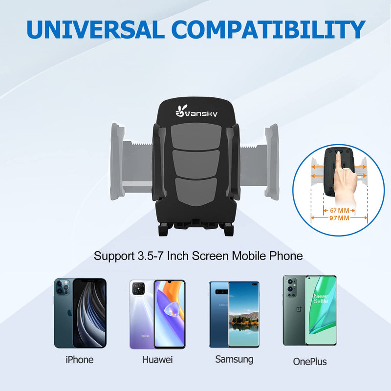 [Australia - AusPower] - Car Phone Mount, Vansky 3-in-1 Cell Holder Air Vent Dashboard Mount Windshield for iPhone Xs Max R X 8 Plus 7 6S Samsung Galaxy S9 S8 Edge S7 S6 LG Sony and More 