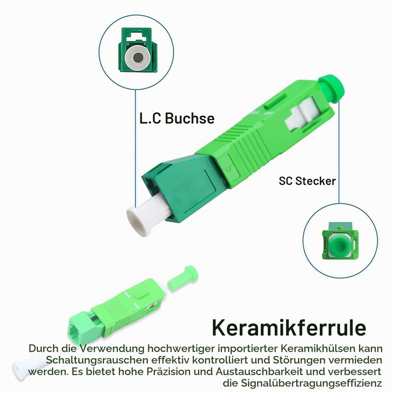 LC/APC to SC/APC Fibre Optic Adapter Single Mode 9/125μm Pack of 2 | Simplex Hybrid Adapter Connector for OTDR, VFL & Network Technology, High Precision Fibre Optic Connection 1