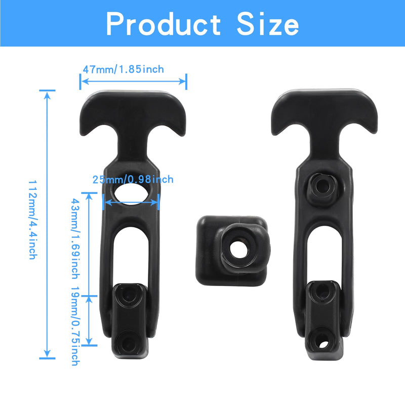 [Australia - AusPower] - 4.3"*1.8" Rubber Latches Flexible T Handle Draw Latch, 2PCS Rubber Draw Latch, Rubber Latch T Handle for Tool Box, Cooler, Golf Cart or Engineering Machine Hood (Black) Black 