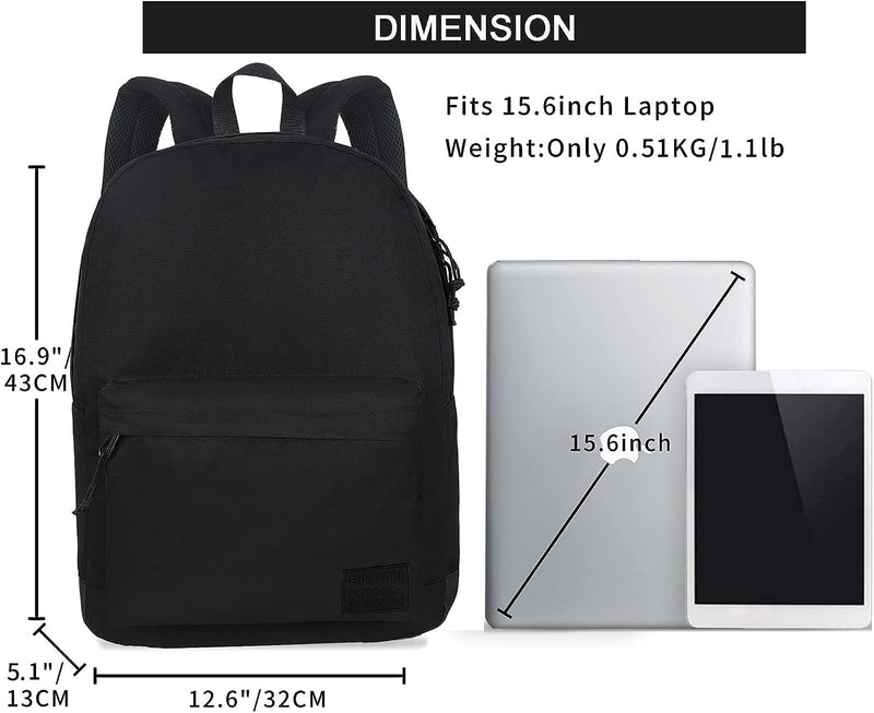 [Australia - AusPower] - SUPACOOL Lightweight Casual Laptop Backpack with USB Charging Port For for Men and Women, Daily use backpack, Backpack for College (Full Black) Full Black 