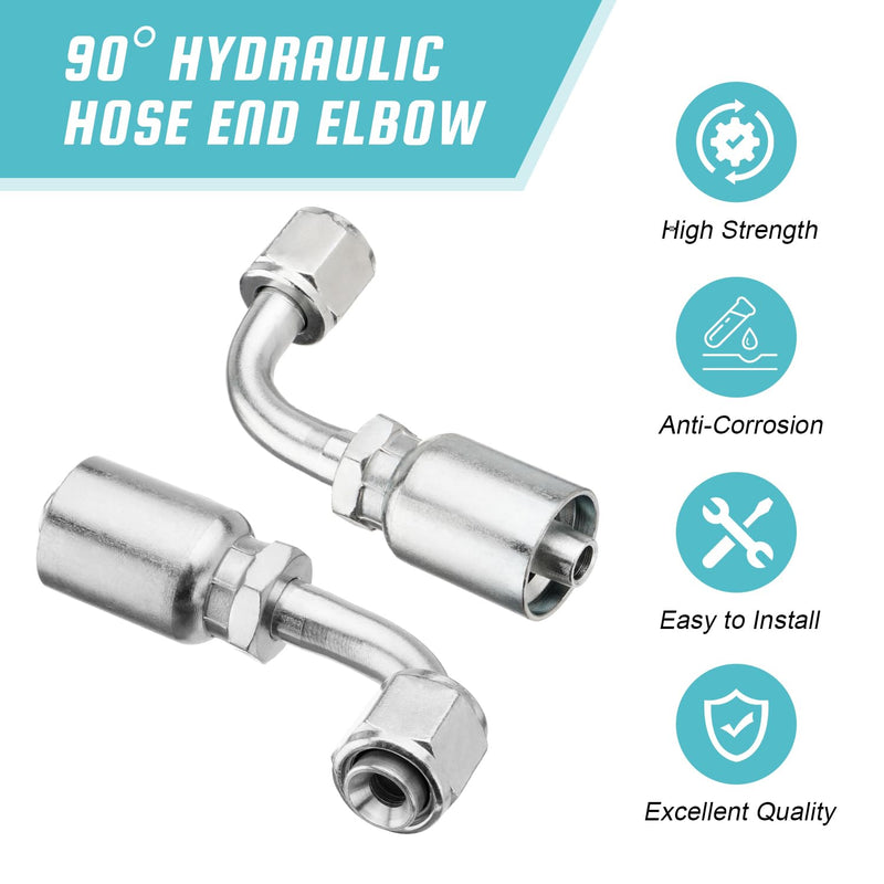 [Australia - AusPower] - 10 PCS 90° Hydraulic Hose Fittings, for 3/8" Hose x 3/8" JIC 37° Female 90° Hydraulic Hose End Elbow Crimp Fitting 3/8" Hose x 3/8" JIC Female 90° 