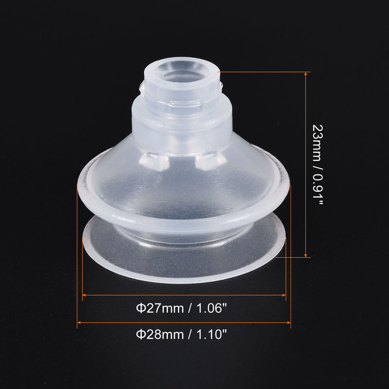 [Australia - AusPower] - PATIKIL Vacuum Suction Cup, 1 Pack Silicone Rubber 4mm ID x 27mm OD Pneumatic Bellows Sucker Pad with Gasket for Industry, Clear 4mm x 27mm 