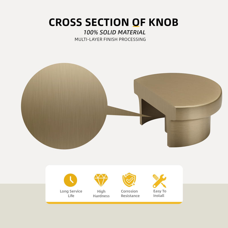 Goldenwarm 6 Pack Champagne Bronze Cabinet Knobs Round 1-5/8 Inch Cabinet Knob Zinc Alloy Dresser Drawer Knobs for Kitchen Bathroom Bedroom
