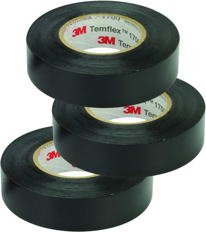 3M Temflex General-Purpose Vinyl Electrical Tape (1700), 3/4 in. x 60 ft., 7 Mil, Black, 3 Rolls 3/4 in x 60 ft (3 Rolls)