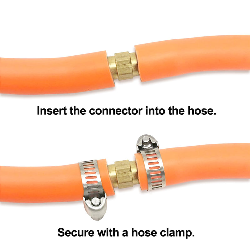 [Australia - AusPower] - 3pcs 3/8"(10mm) Hose Repair Kit Hose Connector Barb Splicer Mender Hose Brass Barb Fitting Watertight Straight Hose Barb Connector with 6pcs Stainless Steel Pipe Clamp for Water/Fuel/Air 