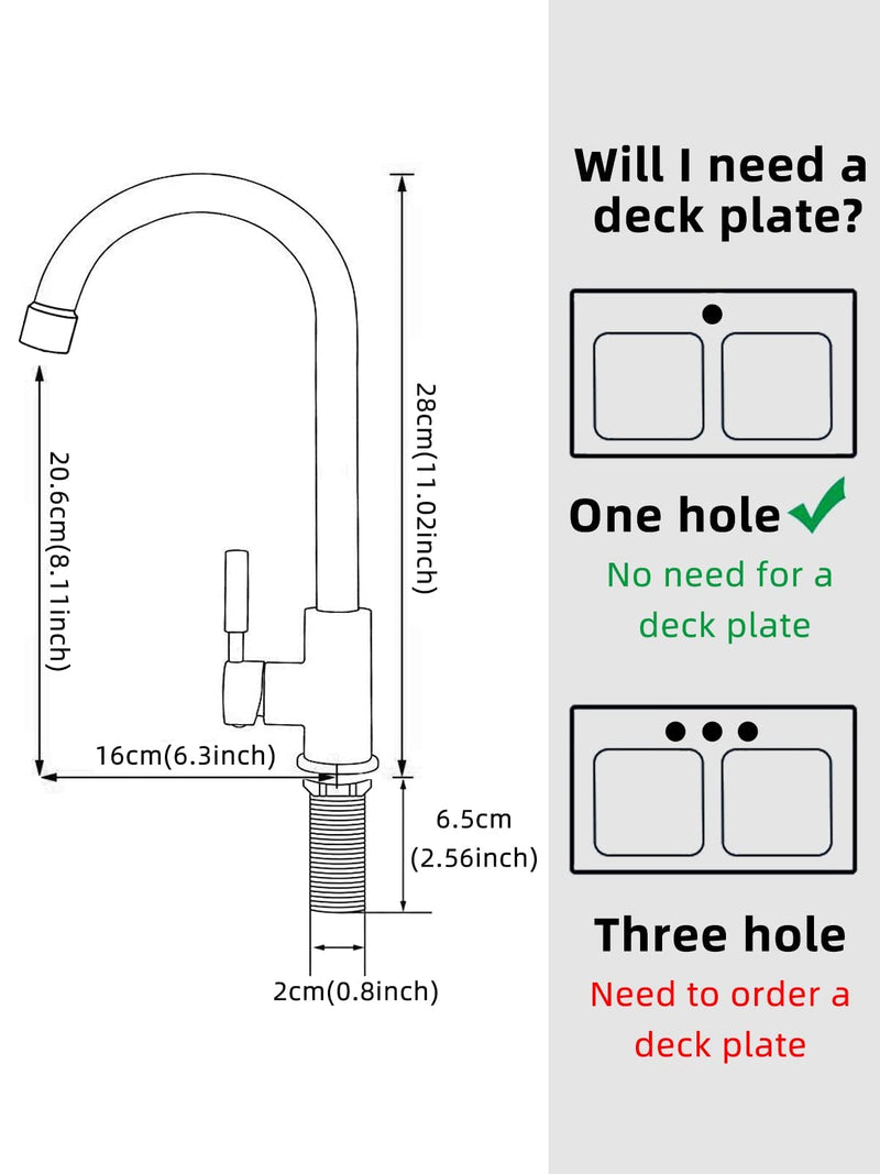Cold Water Only Faucet SUS304 Stainless Steel Faucet for Kitchen Sink
