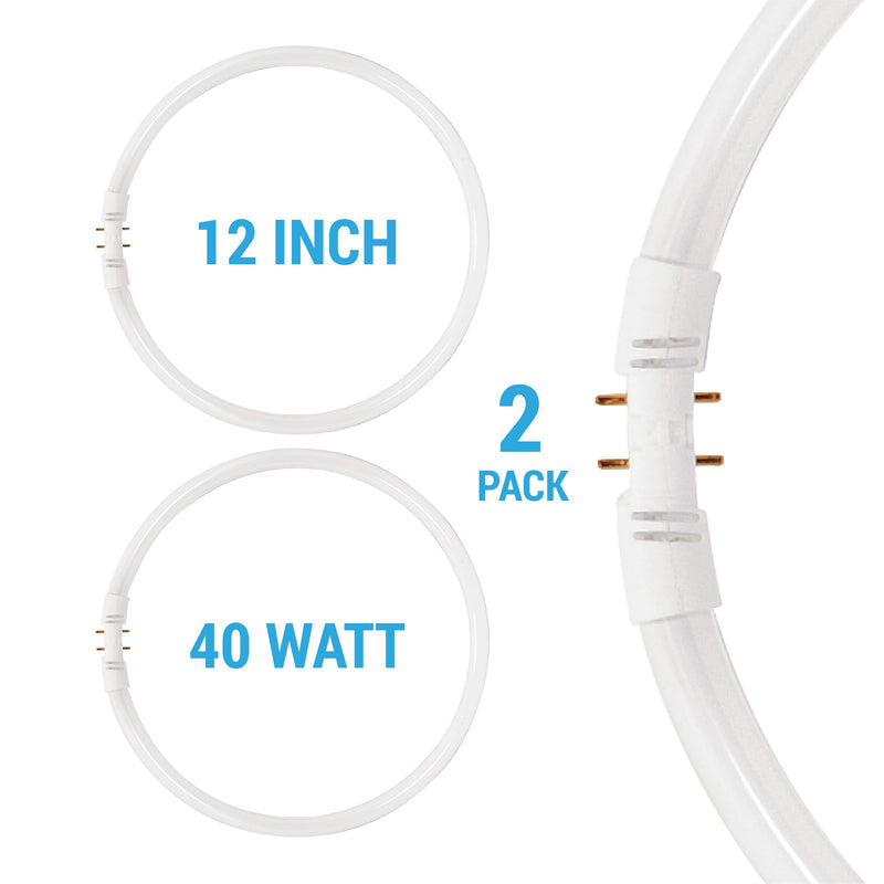 KOR (Pack of 2) FC40T5/-12 T5 Fluorescent Circline - 40 Watt - 2GX13 Base - (FC12T5) (3500K - (Neutral White)) 3500k (Neutral White)
