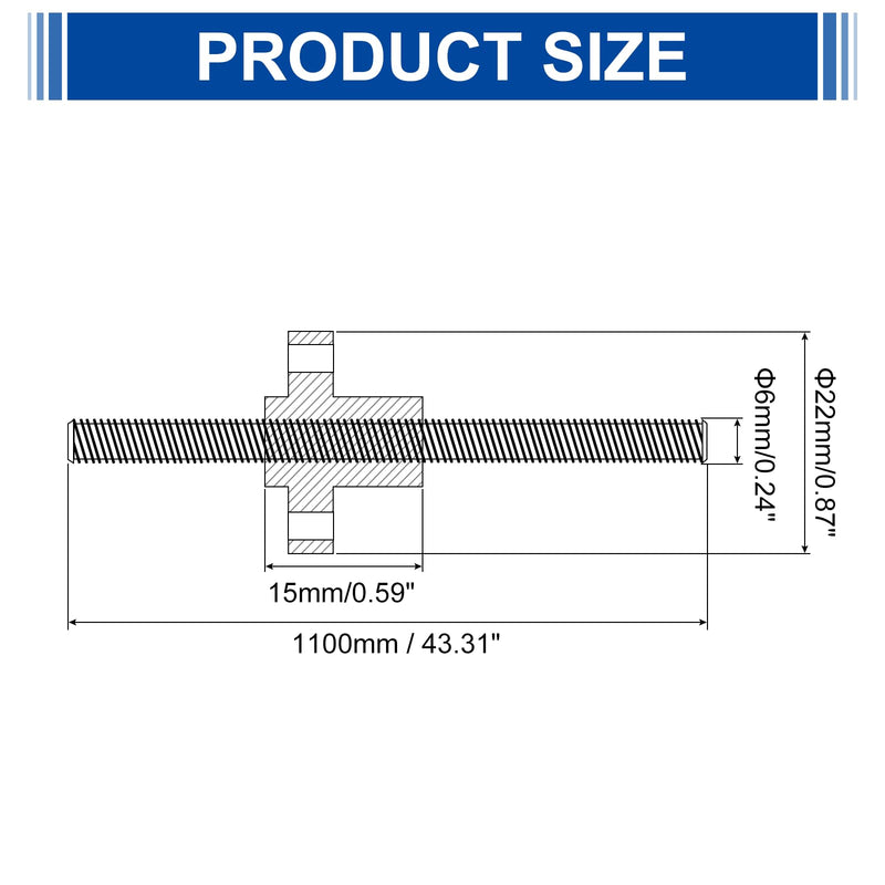 [Australia - AusPower] - uxcell 1100mm Tr8X1 Lead Screw with Brass Nut (1mm Pitch, 1 Start, 1mm Lead), 304 Stainless Steel Screw Bar Printer Upgrade Parts with Plastic Packaging Tube, Silver 