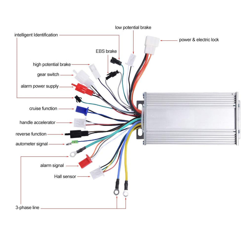 Ejoyous Brushless Speed Controller, 48V 500W Aluminium Alloy Motor Speed Brushless Controller Electric Sine Controller for Electric Scooter