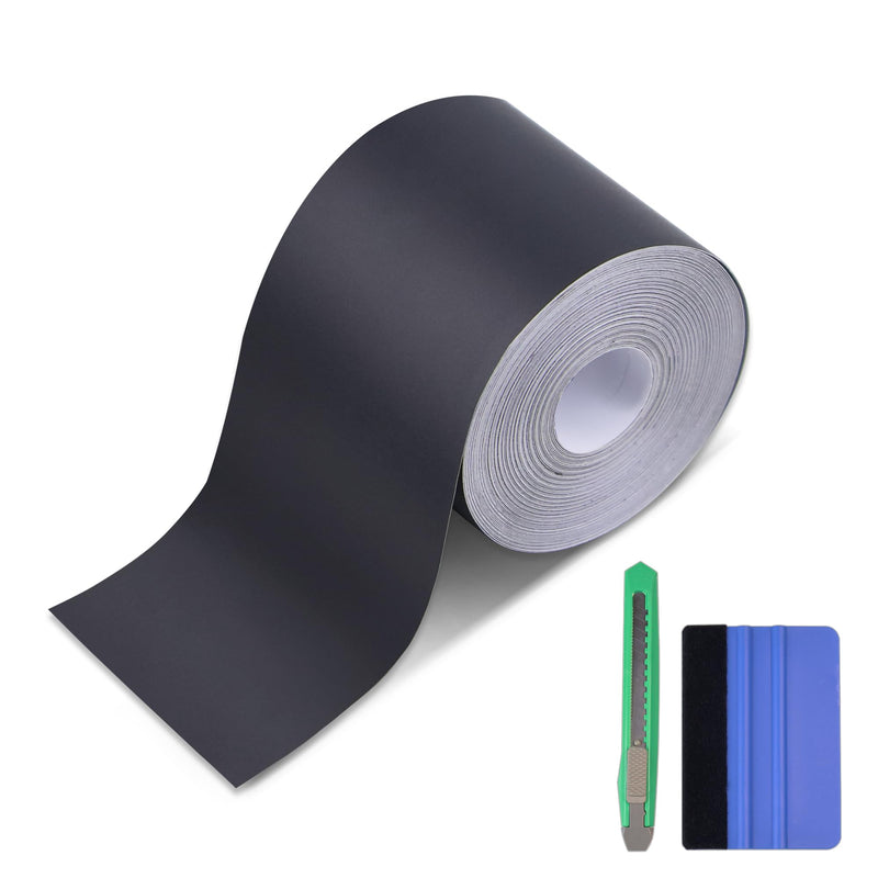 Lypumso Matte Black Vinyl Wrap Tape Roll, 4 Inch x 30ft and 2 Inch x 30ft Self-Adhesive Black Out Chrome Delete Tape with Tool Kit