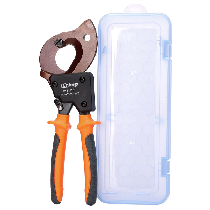 iCrimp Ratchet Cable Wire Cutter, Cuts Up to 32mm Diameter, Heavy-Duty Cable Cutter for Cutting Electrical Aluminum Copper and Multi-core Cables IWS-325S