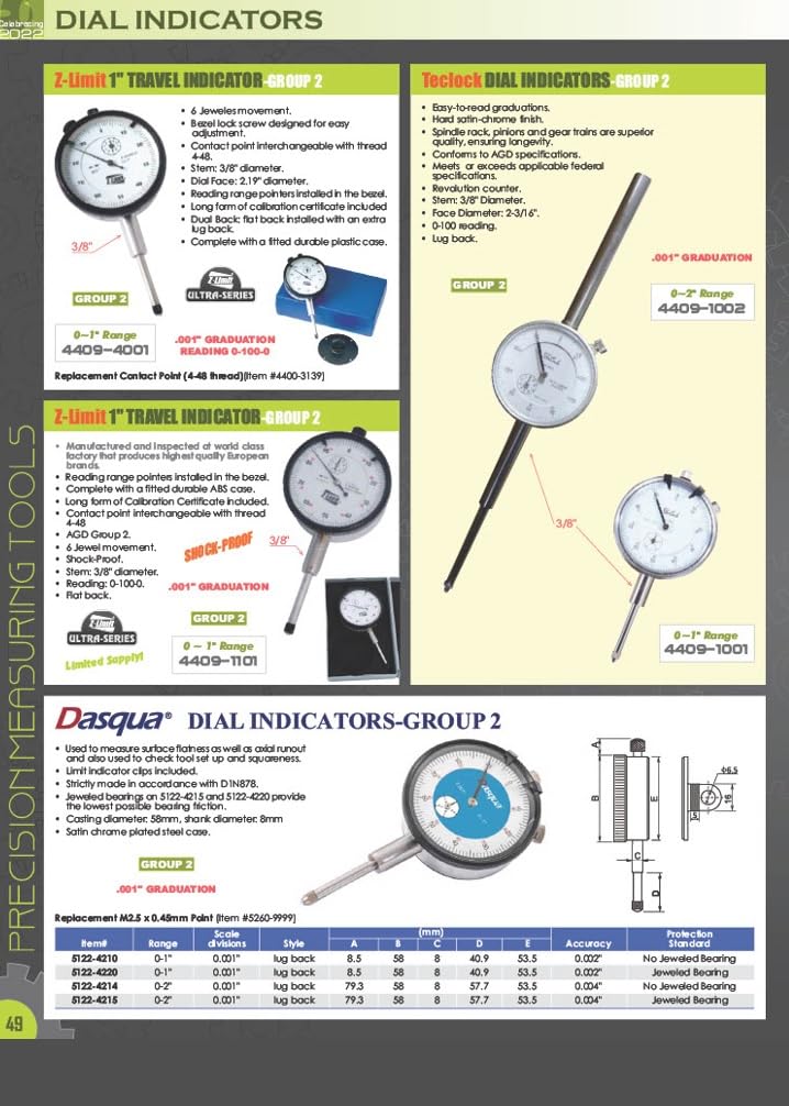 [Australia - AusPower] - Pro Series by HHIP 4400-0003 AGD Group 1 Dial Indicator, 0-.250" 