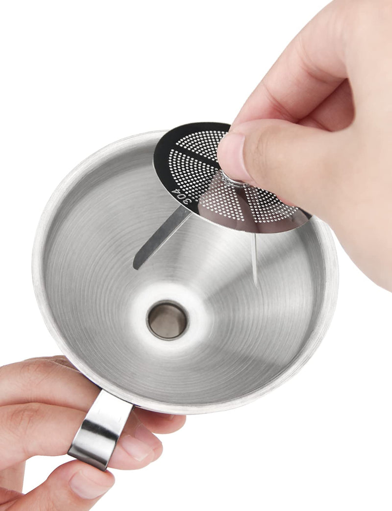 [Australia - AusPower] - Resin Funnel, Resin Filter Funnel with Strainer 3D Printer Stainless Steel Resin Funnel for Filtering and Recycling UV SLA/DLP/LCD Photosensitive Resin, with Cleaning Brush 