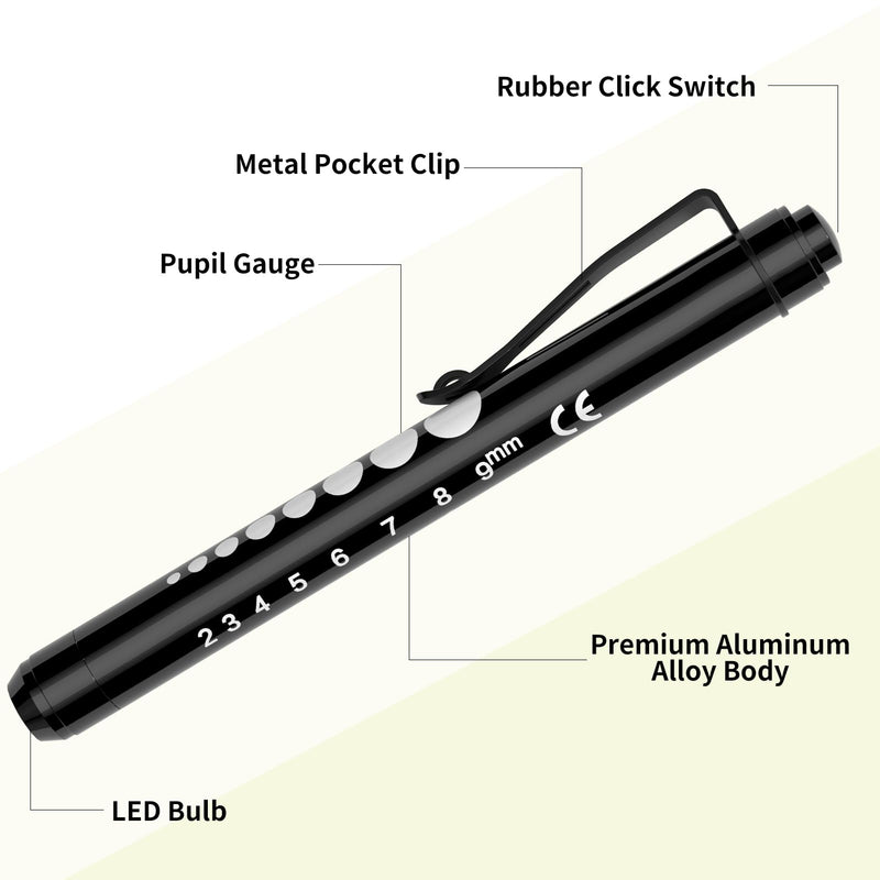 [Australia - AusPower] - RISEMART 6packs Pen Lights for Nurses Reusable Medical Pen Light with Pupil Gauge and Ruler, White Light LED Penlight for Nurse Student Doctors EMT Multicolor 