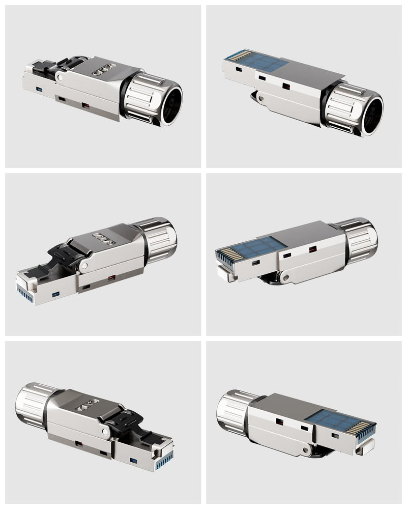 [Australia - AusPower] - LEENUE LAN Connector Cat 7 Toolless, 10 Gbit/s 600 MHz, Gold-Plated RJ45 Connector Tool-free POE for Cat7 Cat6A Installation Cable, Shielded Network Connector Cat7 Tool-free, Reusable, Pack of 2 2 pcs. 