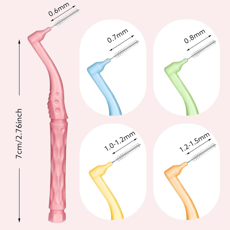[Australia - AusPower] - 50pcs Interdental Brushes, 5 Sizes Braces Brush Set Soft Dental Brushes with Non-Slip Handle Angled Head Tooth Picks Floss Sticks Dental Floss Brushes for Braces Oral Cleaning 50 