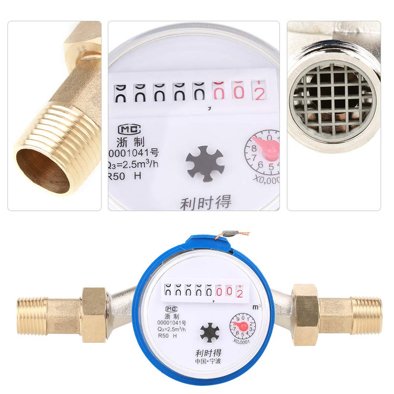 [Australia - AusPower] - Acogedor Water meter flow House and Garden, 15mm 1/2" Plastic Cold Water Meter, Single Water Table Measuring Tools 