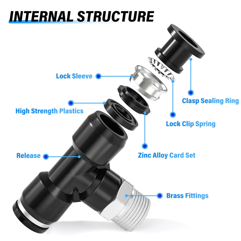 [Australia - AusPower] - TAILONZ PNEUMATIC Male Branch Tee 1/4 Inch Tube OD x 1/4 Inch NPT Thread Push to Connect Fittings PT-1/4-N2 (Pack of 10) 1/4"OD x 1/4"MNPT 