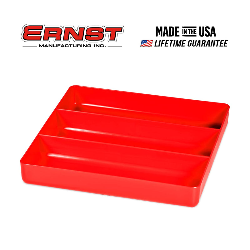 Ernst Tool Garage Organizer Tray, Red, 3-Compartments (Pack of 4) 10.5" x 10.5" x 1.5" (Pack of 4) 레드