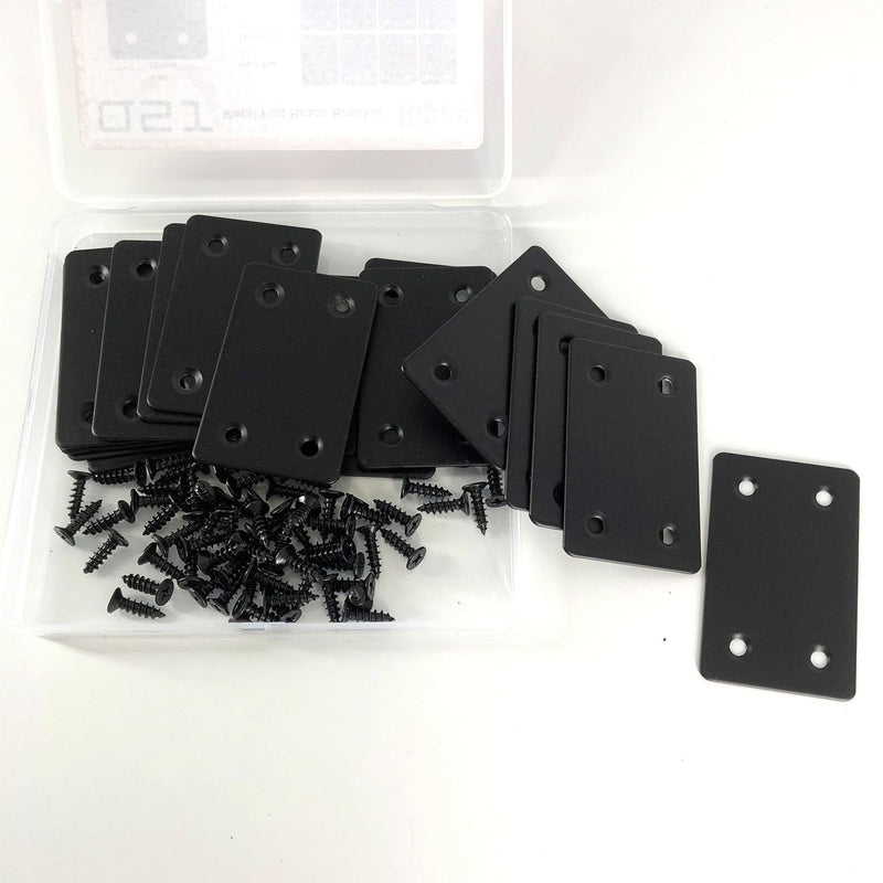 [Australia - AusPower] - QSJ 16 Pack Black Flat Mending Plate 2.36x1.49'', Stainless Steel Bracket, Straight Metal Brace Bracket, Fixing Joining Plate for Wood Furniture Fastening & Fixing Black, 2.36x1.49'' 