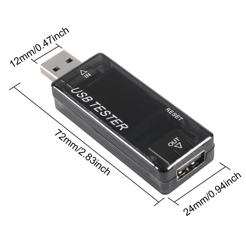[Australia - AusPower] - 2pcs 8 in 1 USB Tester 10V 3A Voltage Current Tester Voltmeter Capacity Current Meter Digital Multimeter Current Tester Voltage Detector (Black) Black 