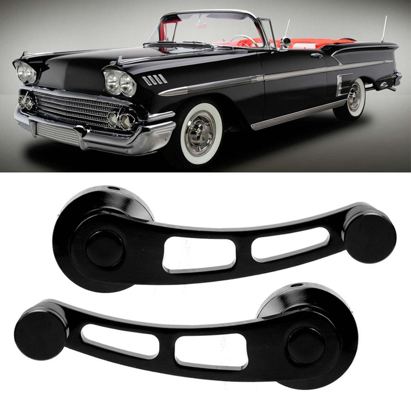 [Australia - AusPower] - Window Crank, 2PCS Window Crank Handle Replacement Alloy Window Handle Riser Winder Crank Fit for Classic Car, Ergonomic Design for Easy Operation with Installation Tool (Black) Black 