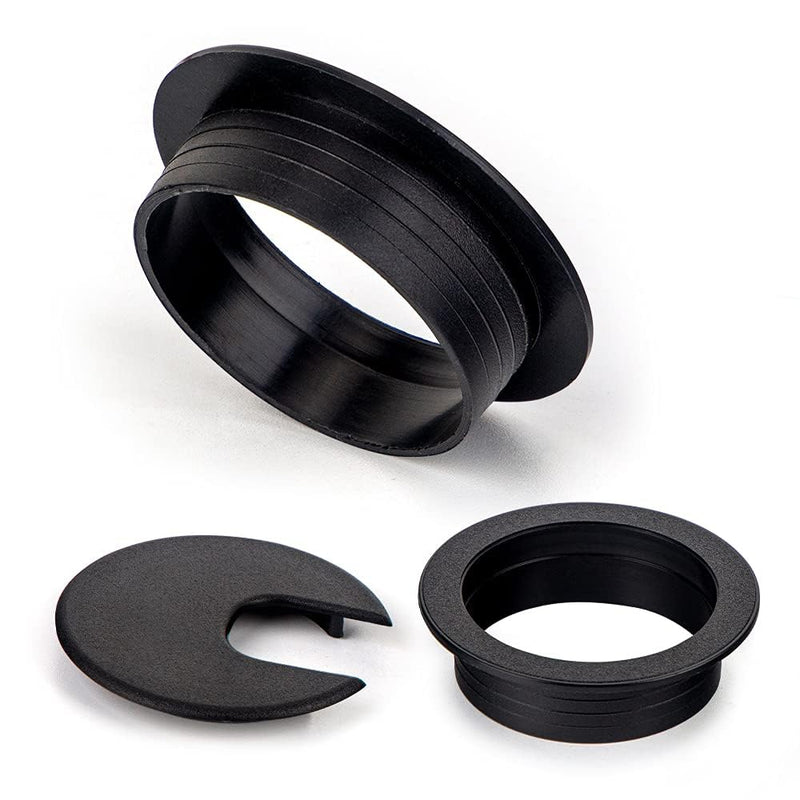 [Australia - AusPower] - 6 Pack 2 Inch/50mm Round Plastic Desk Grommets, Black Wire Organizer Caps, PC Computer Port Cable Hole Cover Plug Bushings, Perfect for Office Desk, TV Stands, Tabletops 6PCS 50mm / 2 Inch 