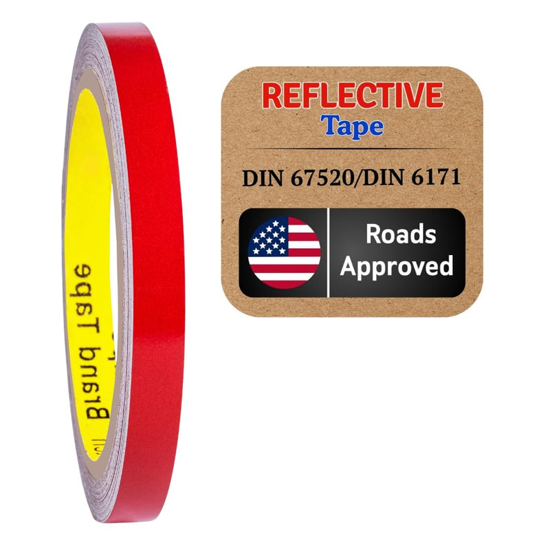Reflective Tape, Reflective Film, Reflective Tape, Safety Warning Tape, Waterproof, Reflective Film, Made with 610C (Red, 5 mm x 10 Meter) Red, 5 mm x 10 meter