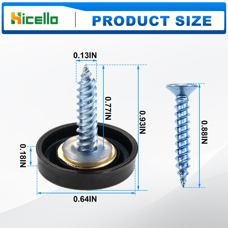 [Australia - AusPower] - 40 Pcs Mirror Screw Cover Cap 0.63"/16mm Diameter Black 304 Metal Decorative Screws with Cap and Gasket for Fasteners, Sign/Advertising Hardware, Construction, Tea Tables, Wardrobes Glass Furniture 