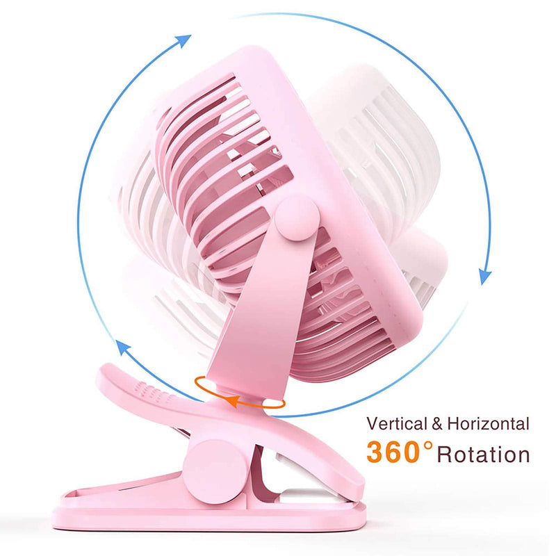 [Australia - AusPower] - Cambond Baby Stroller Fan Clip - On Battery Operated Baby Fan With 3 Adjustable Speed For Baby Carseat Travel Camping, Pink Fixed Front Grill 
