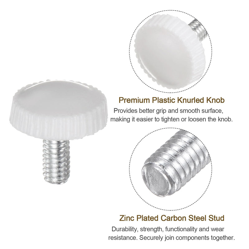 [Australia - AusPower] - uxcell 30pcs M4 x 6mm Male Thread Knurled Knobs, Thumb Screw Clamping Knobs Grip Plastic Handle Hand Knobs with Threaded Stud, White 