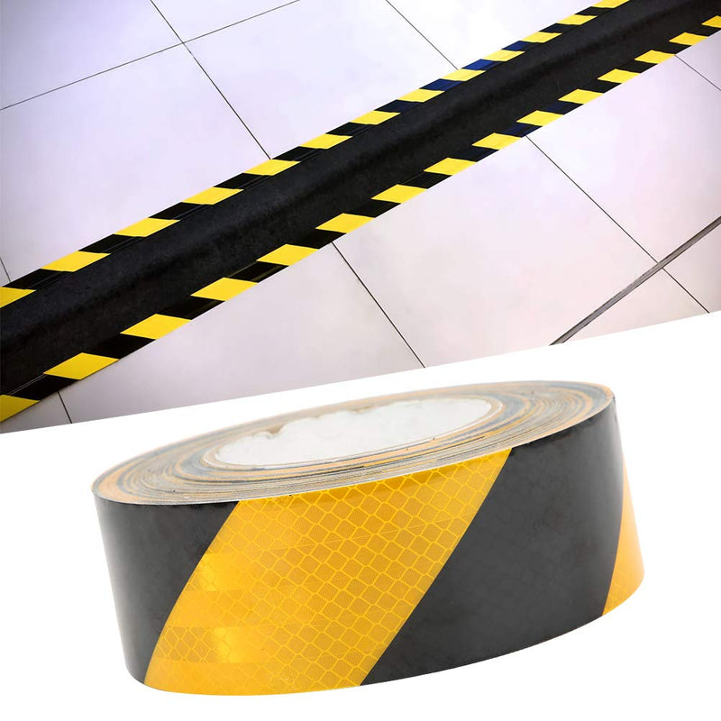 Safety Stripe Tape, 50mm x 25m Black Yellow Highlight Reflective Safety Warning Self Adhesive Tape Sticker