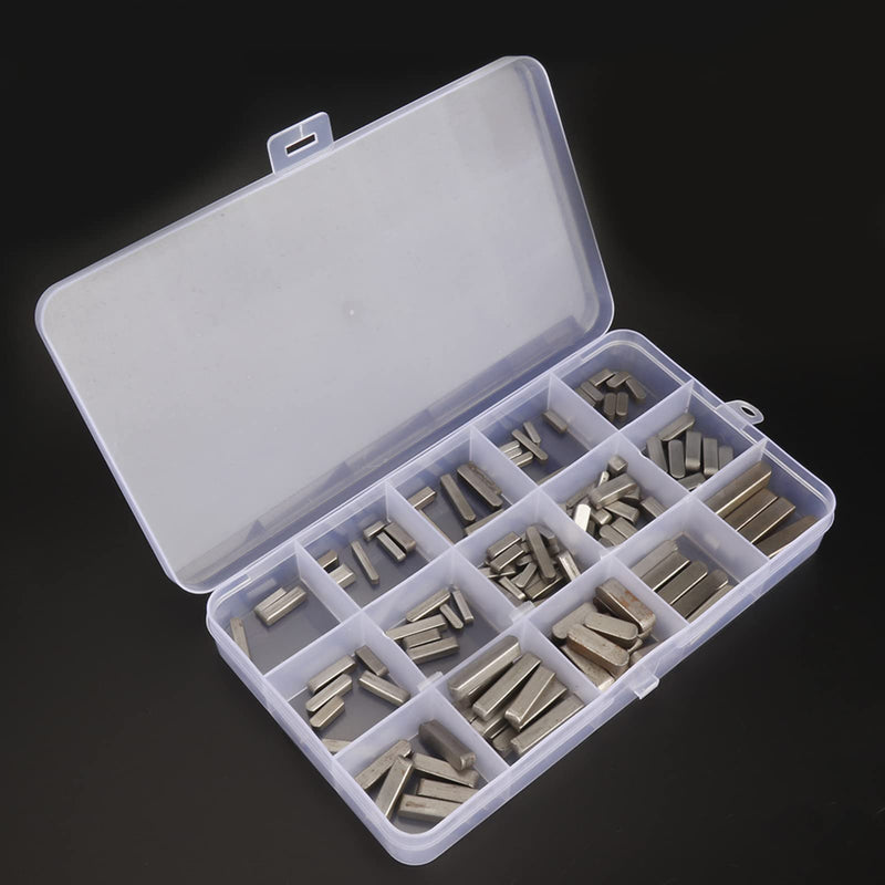 [Australia - AusPower] - Key Stock, 140pcs Round Ended Key Set Pulley Keyway Key Parallel Drive Shaft Keys Keyway Key Assortment 