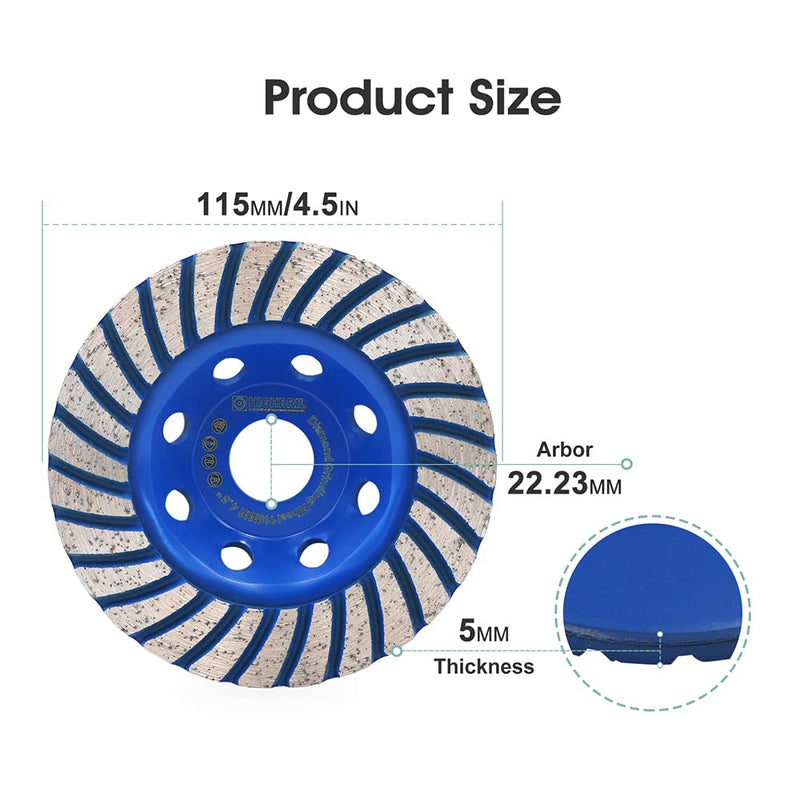 [Australia - AusPower] - HIGHDRIL Diamond Cup Wheel Concrete Double Row 115 mm x 22.23 mm for Angle Grinders - Diamond Cup Wheel for Stone, Concrete, Tile Adhesive, Granite, Masonry turbo line 