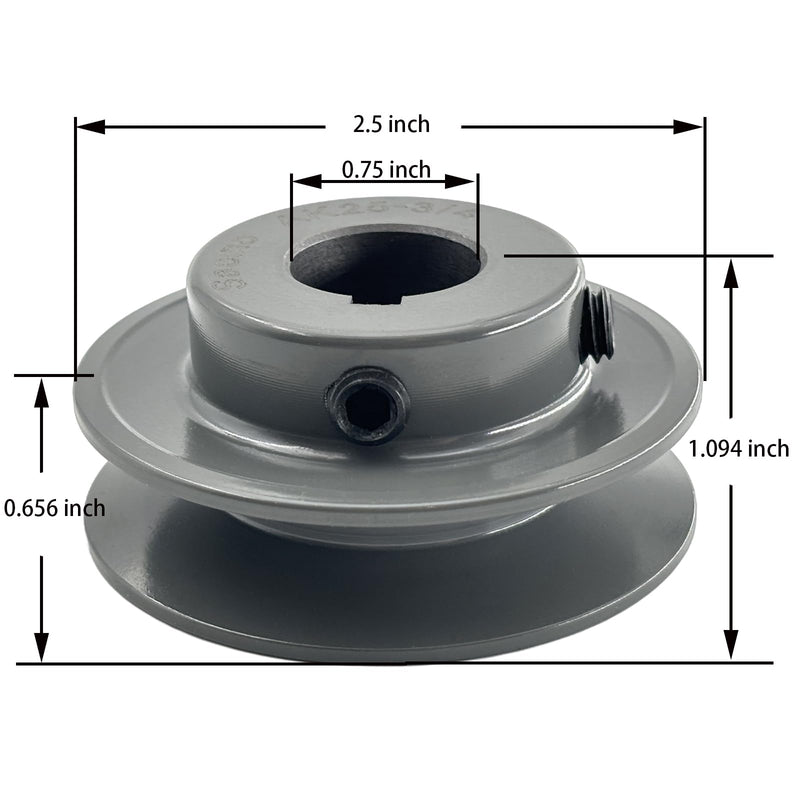 [Australia - AusPower] - AK25-3/4 Single Groove Fixed Bore V Belt Pulley,3/4 inch bore,2.5 inch Outside Dia,V-Belt Sheave Cast Iron for A AX 3L 4L V-Belts 